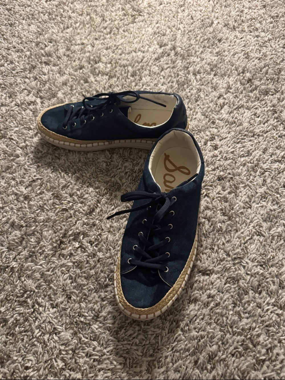 Sam Edelman Navy Chambray Kavi Sneakers Espadrille Sole Casual Shoes Women’s 8